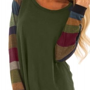 Color block camo green long sleeve